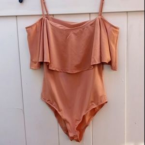Forever 21 nude color off shoulder bodysuit